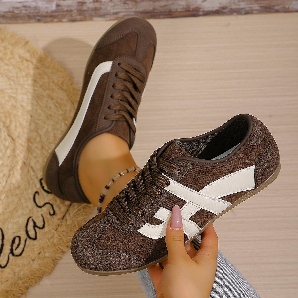 

2025 new German training shoes casual sports single shoes women s casual board shoes flat foreign trade large size women s shoes 43 коричневый