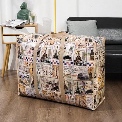 Vintage Style Large Storage Bag with Strong Zipper and Handles, Foldable Fabric Duffle Bag