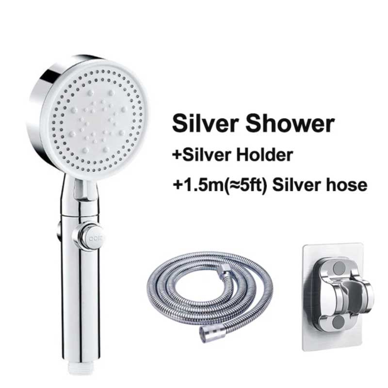 Cap de duș de mână de înaltă presiune cu furtun Cap de duș detașabil 5 setări de pulverizare Accesorii pentru duză de pulverizare portabilă