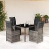 VidaXL Garden Bistro Set 5 Pcs Grey Cushions Poly Rattan 3277166
