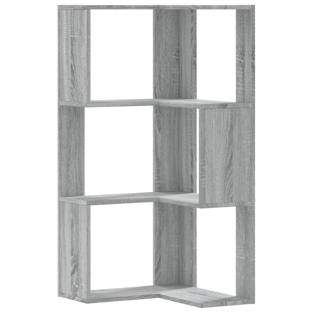 Corner Bookshelf 3 Shelves Grey Sonoma 50 X 50 X 102 Cm Particleboard