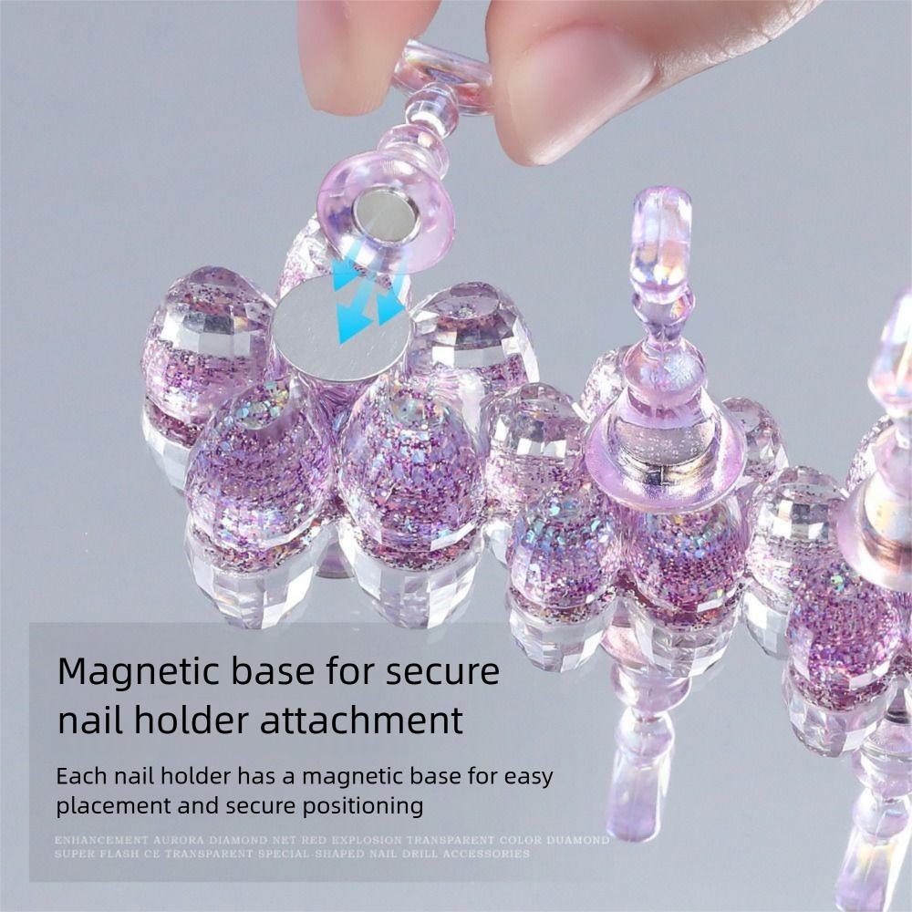 Shiny Magnetic Nail Holder Press On Aurora Nail Showing Shelves Nail Art Display Kit  Beginner