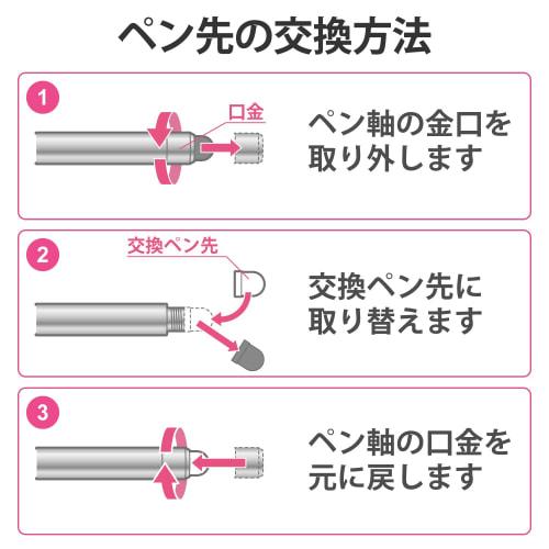 ELECOM Touch Pen for Smartphones and Tablets, Antibacterial, Conductive Fiber Type, Replaceable Tip (Sold Separately, P-TIPS03), Black P-TPS03ABBK