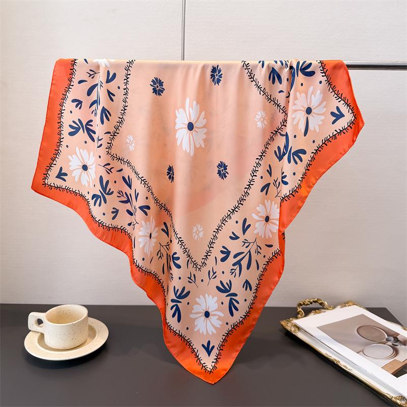 

Роскошный женский шарф 70*70 см, квадратный шарф из атласного шелка, повязка для волос, фуляр, атласная шаль, головной платок, хиджаб, носовой платок, дизайнерский 70x70cm