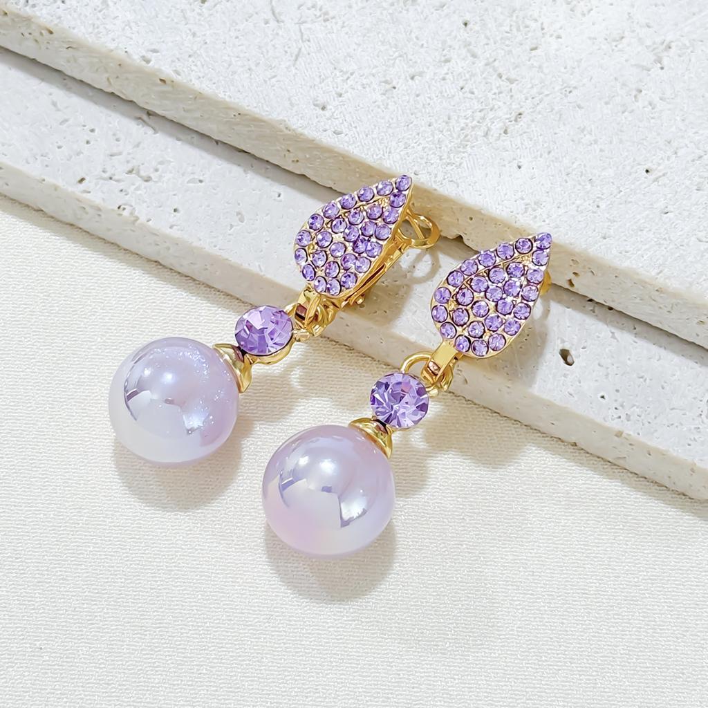 Violet Exquisite Super Flash Imitation Pearl Stud Earrings, Simple And Versatile Light Luxury Fashion Earrings Women, Trendy Ear Jewelry