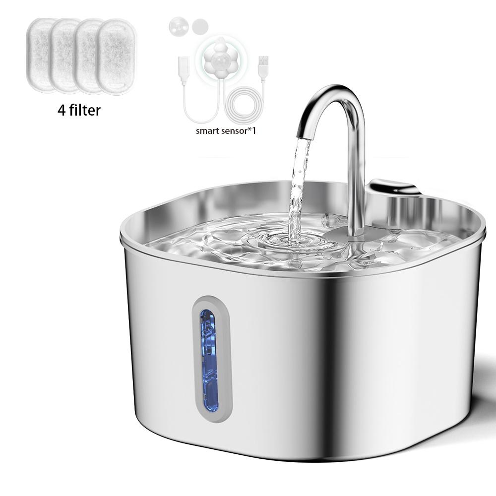 2.2L Stainless Steel Cat Water Fountain Automatic Pet Water Dispenser Accessories Auto Cat Drinking Fountain Dog Drinker Bowl