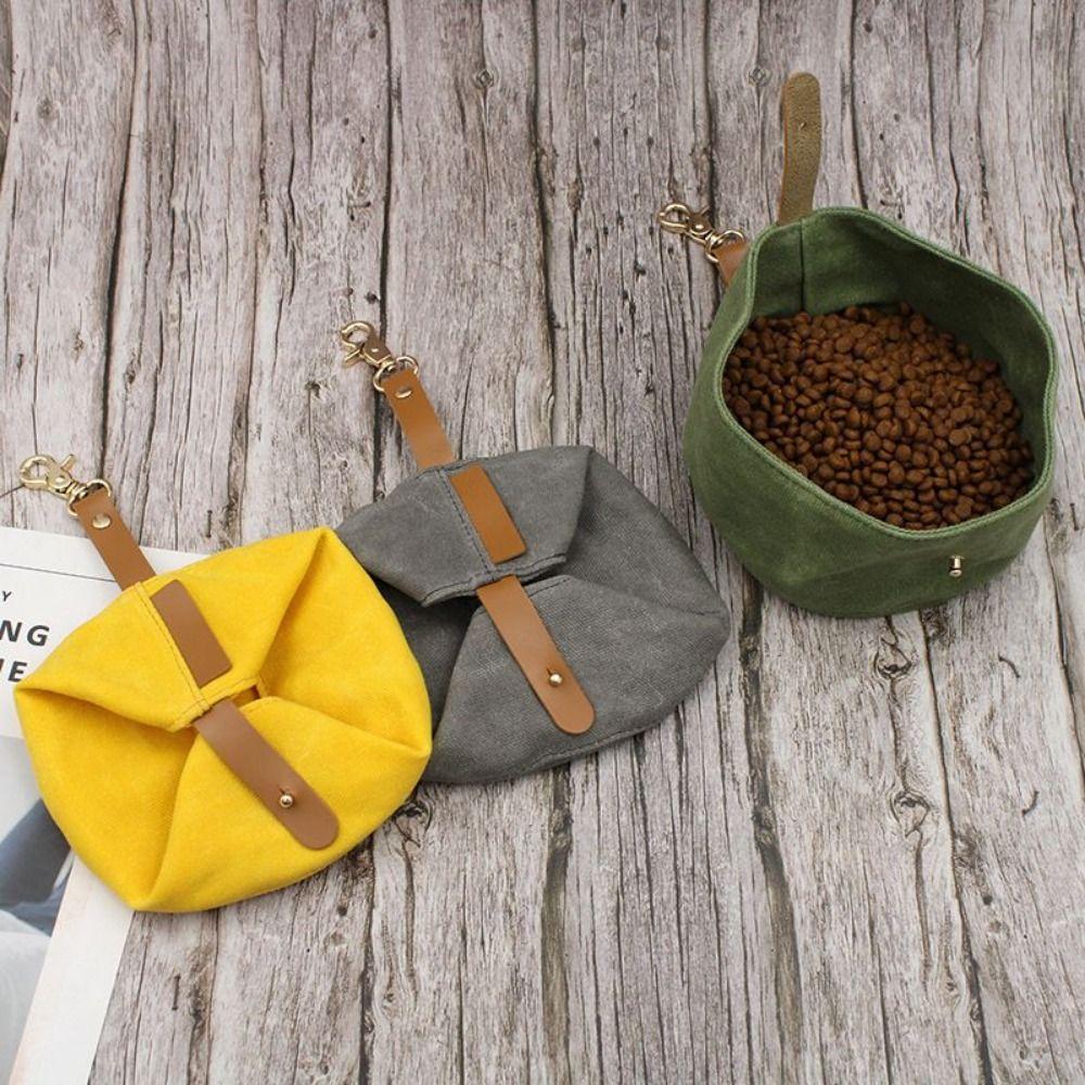 

Waterproof Foldable Dog Bowl Universal Pet Food Bowl Creative Canvas Dog Bowl Travel сірий