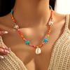 Vacation Beads 1PC Daily Wear Beaded Shell Ocean Style Bohemian Starfish Women Souvenir Personality Necklace Clavicle Chain  Handmade