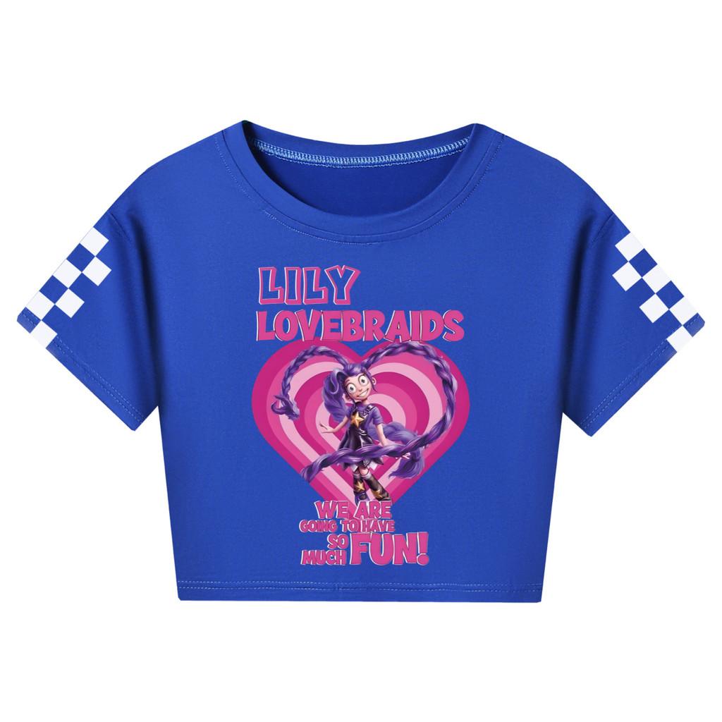 5580 Kids Girls Lily Lovebraids Print Anime Short T-Shirt 110cm