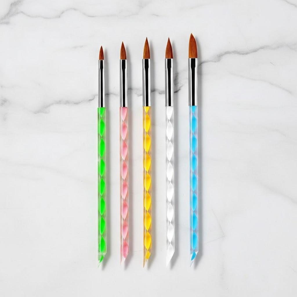 

5Pcs Nail Art Brush Set Professional Acrylic Pen for UV Gel Manicure DIY Tools Nail Art Supplies Acrylic Liquid Powder серебряный