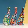 European Graffiti Leopard Statue Living Room Animal Resin Sculpture Home Office Decoration Gift