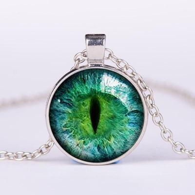 Drachenaugen-Halskette, böser Blick, rund, klares Glas, Cabochon, Zeit-Edelstein, handgefertigte Halsketten, Anhänger, Persönlichkeit, Gothic-Schmuck