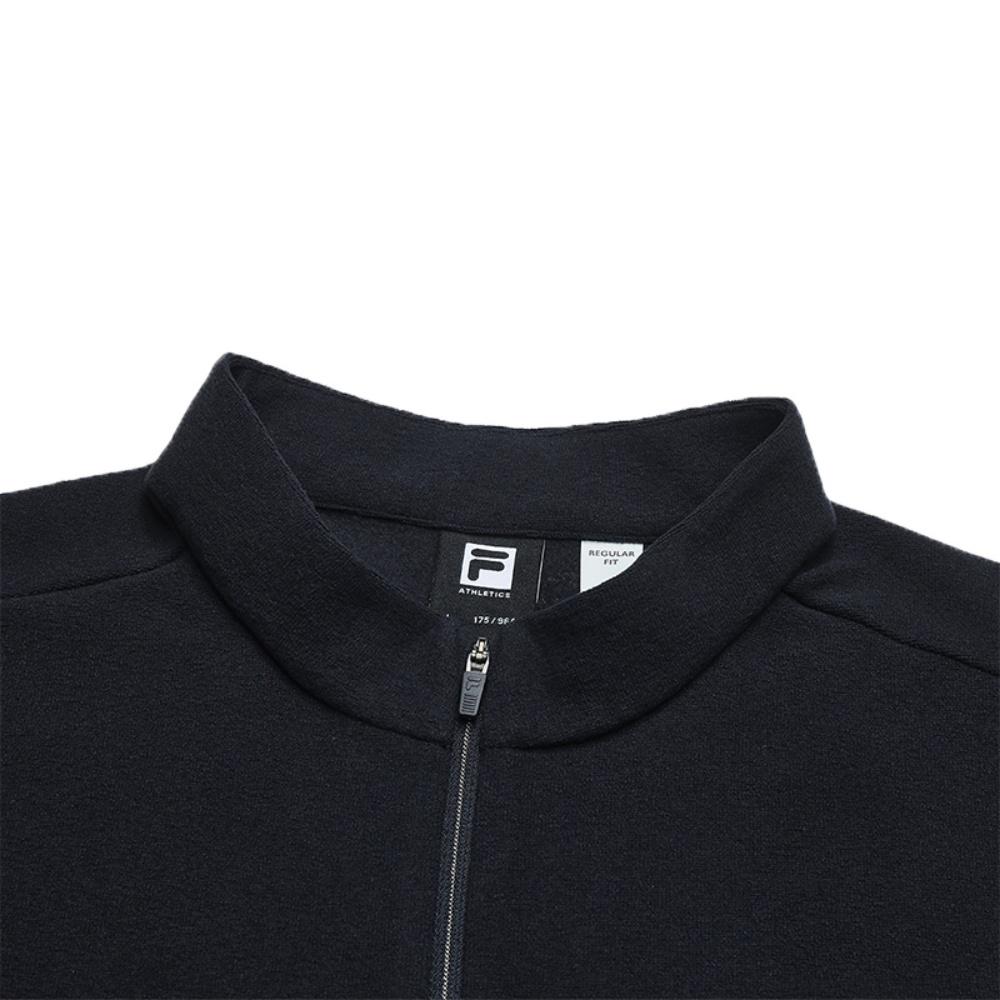 FILA Fitness Trendy Versatile Half-Zip Knit Long Sleeve T-Shirt Men Tops Legendary-Blue A61M541203FNV