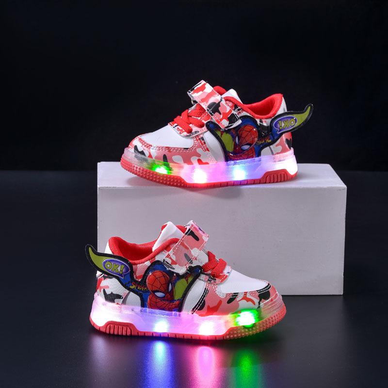 Kids LED Flash Cartoon Sneakers for Boys Light Up Casual Skate Sneakers