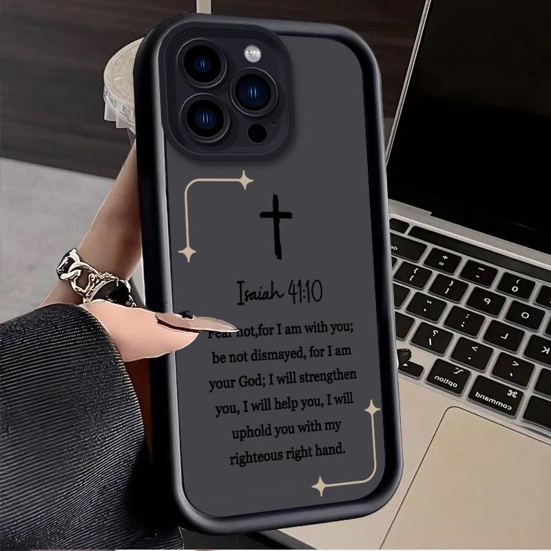 Simple Christian Cross Bible Case for iPhone 17 Air 16 E 15 14 Plus 13 12 Mini 11 Pro Max Shockproof Silicone Dustproof Cover