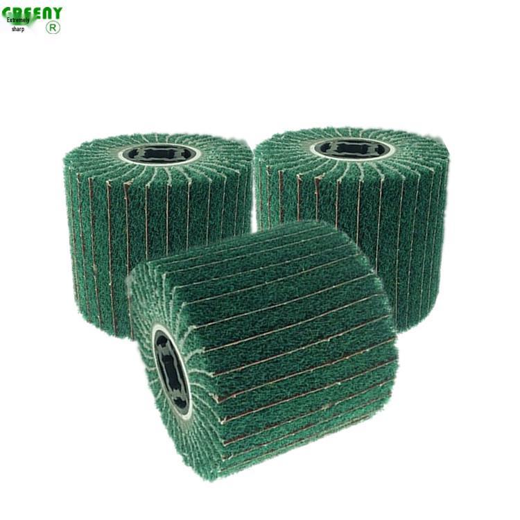 Green Sand-Embedding Stainless Steel Wire Drawing and Polishing Wheel 8698