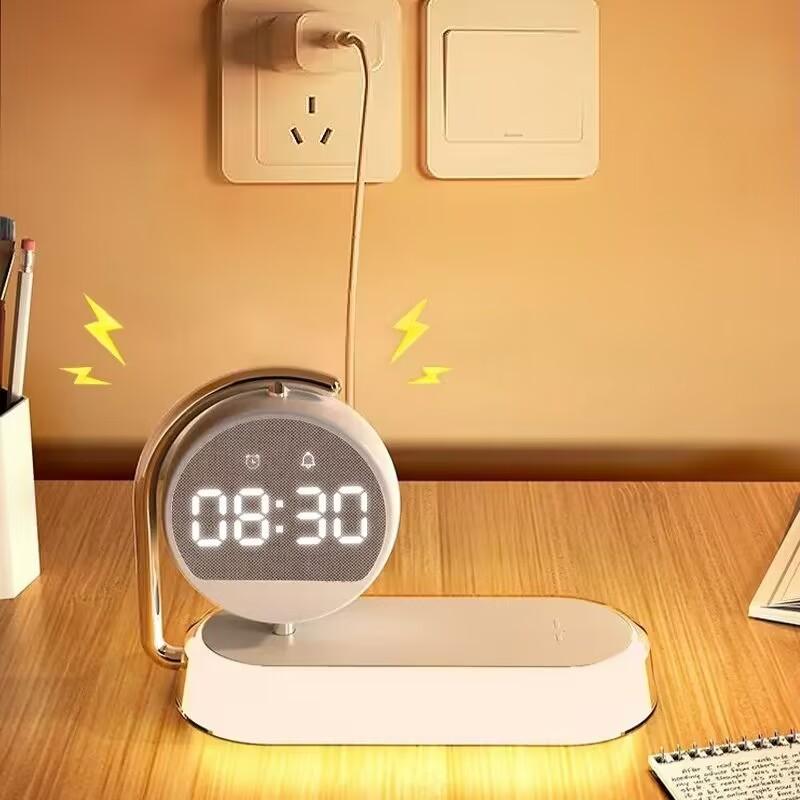 Multifunktions-Wireless-Ladegerät Pad Stand Uhr LED Schreibtisch Tisch Lampe Nachtlicht 15W Schnellladestation Dock für iPhone Samsung