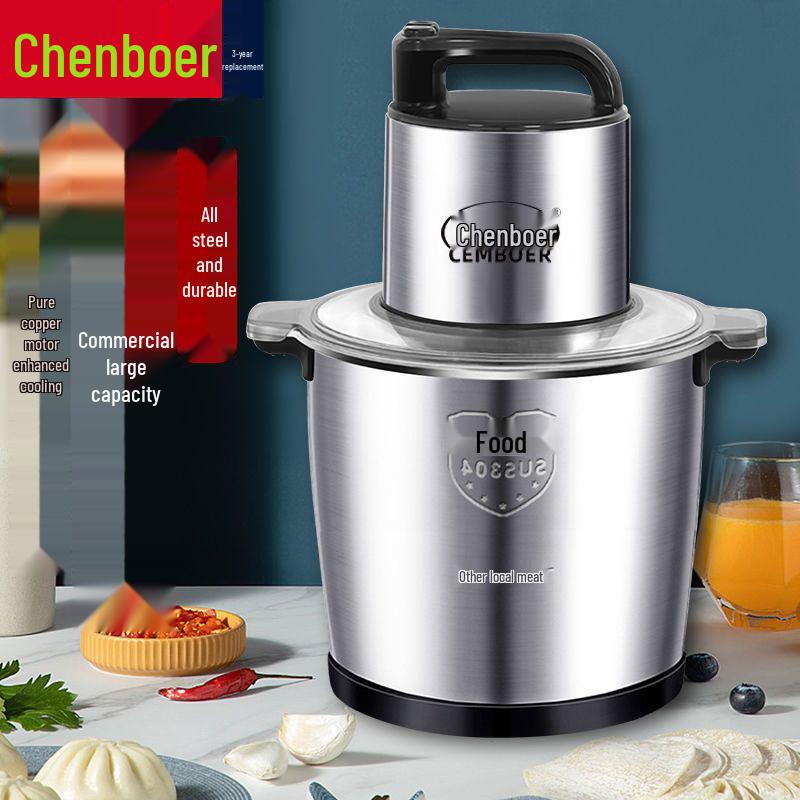 Elektrische Fleischwolf & Edelstahl-Gemüseschneider, 10L/6L Große Kapazität, für Teigtaschenfüllung, Chili, Knoblauchpaste und Kartoffelstampfer-Funktionen.