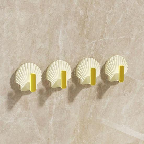 4 Teile/satz Shell Form Wand Haken Moderne Wasserdichte Schlag Kostenloser Heavy Duty Handtuch Kleidung Tür Zurück Kleiderbügel Badezimmer Küche Liefert