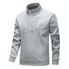 Men's Solid Color Half Zip Stand Up Collar Pullover Long Sleeved Casual Sports Slim Fit Top