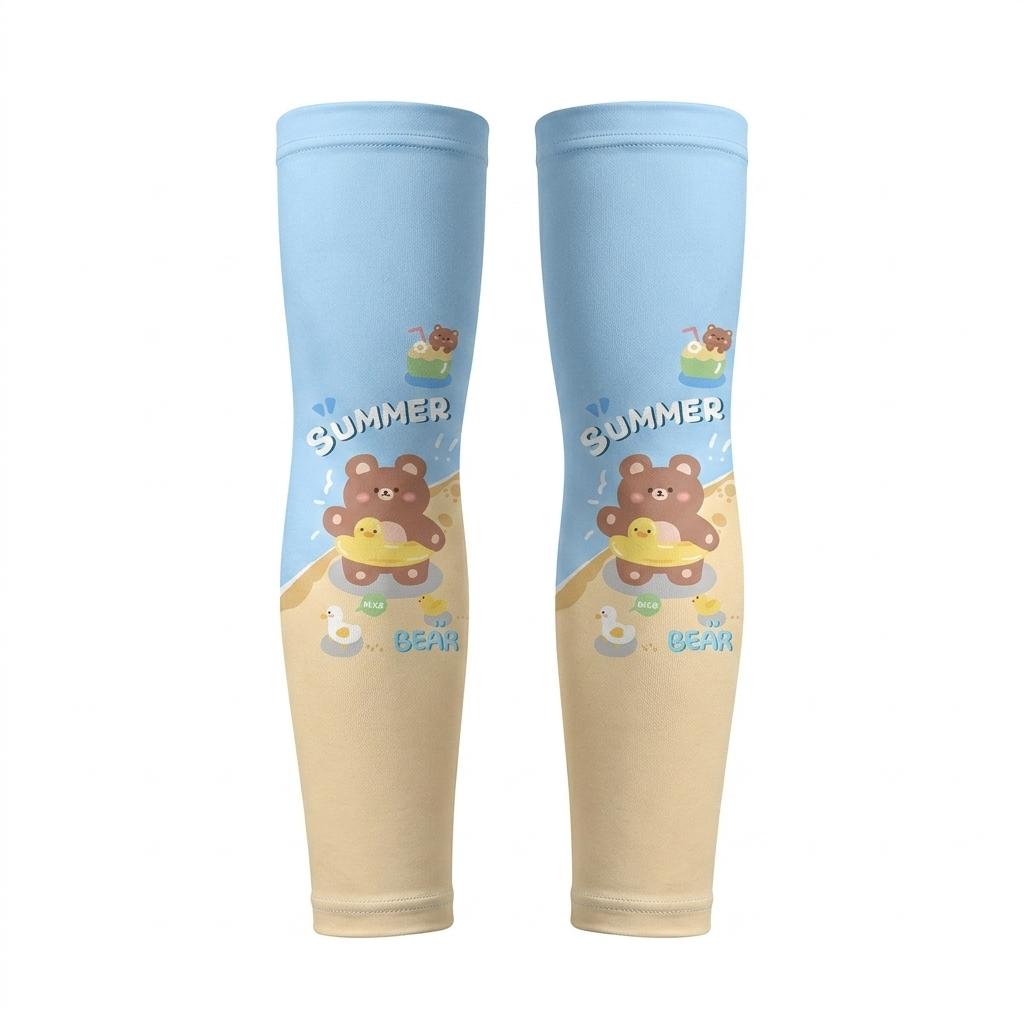 Cartoon Kids Ice Silk Sun Protect Arm Sleeves UPF 50+ Breathable Cat Panda Print Arm Sleeves for Kids Summer Outdoor Hiking