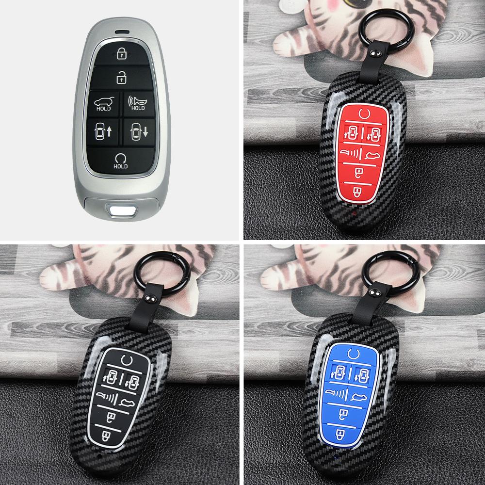 Abs Carbon Fiber Car Key Cover Case For Hyundai Tucson Hybrid Nexo Nx4 Grand Santa Fe Solaris Sonata    Accessories