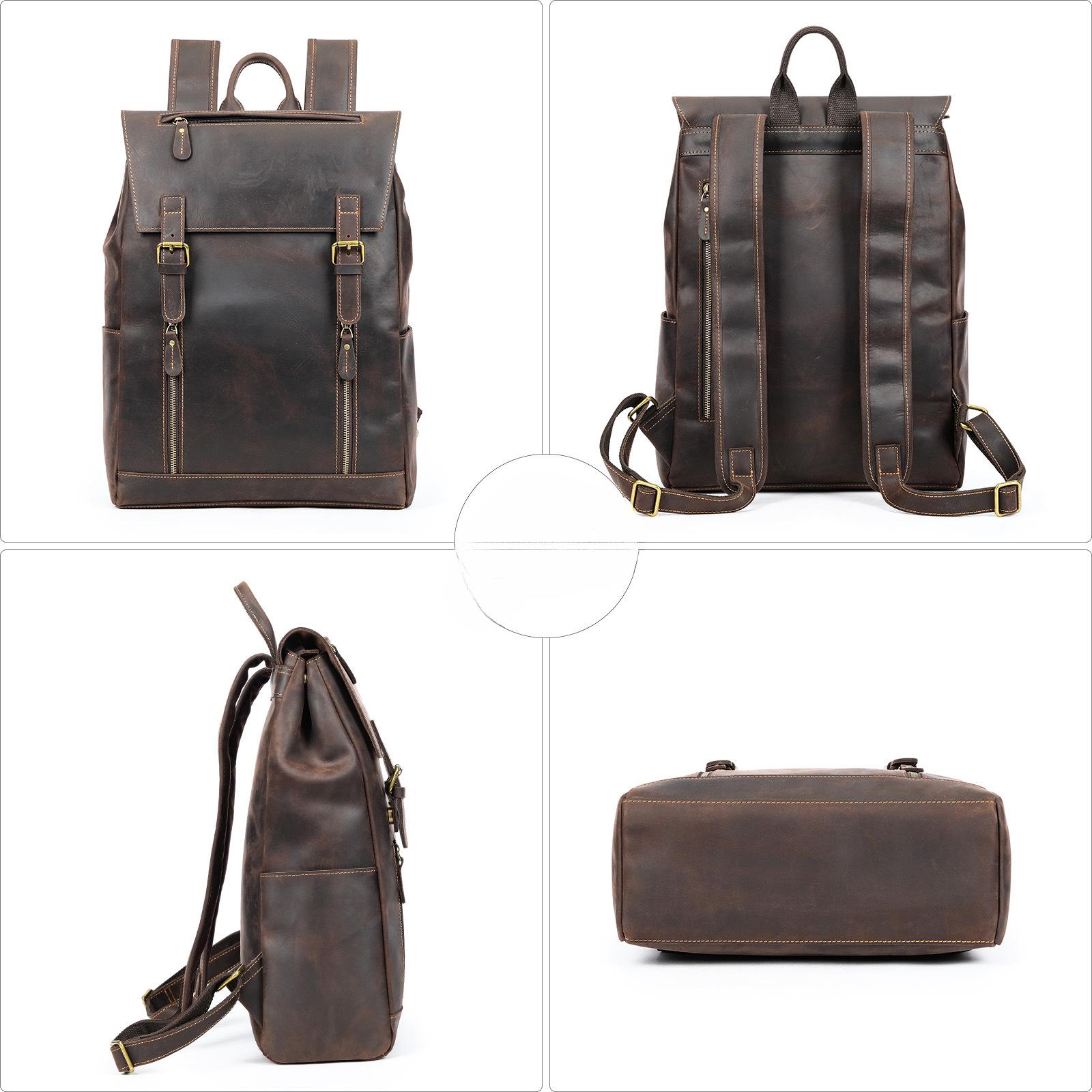 Сумка через плечо Crazy Horse Leather Head Layer Cowhide Backpack с несколькими — фото 3