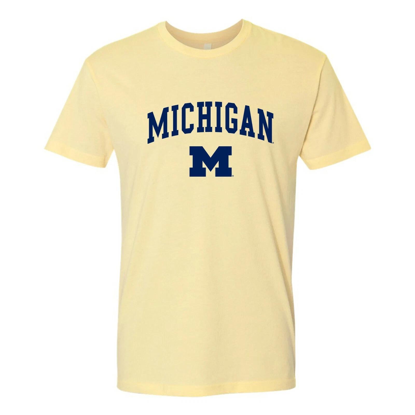 Michigan Wolverines Arch Logo - Premium Cotton T-Shirt 3XL