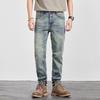 Big Cow Retro Nostalgic Jeans Men's Spring and Summer New Elastic Slim Fit Small Straight Trousers