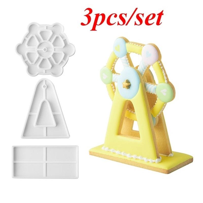 3Pcs/Set Creative Ferris Wheel Fondant Cookie Cutter Cake Mold Moulds Cake Decorating Tools