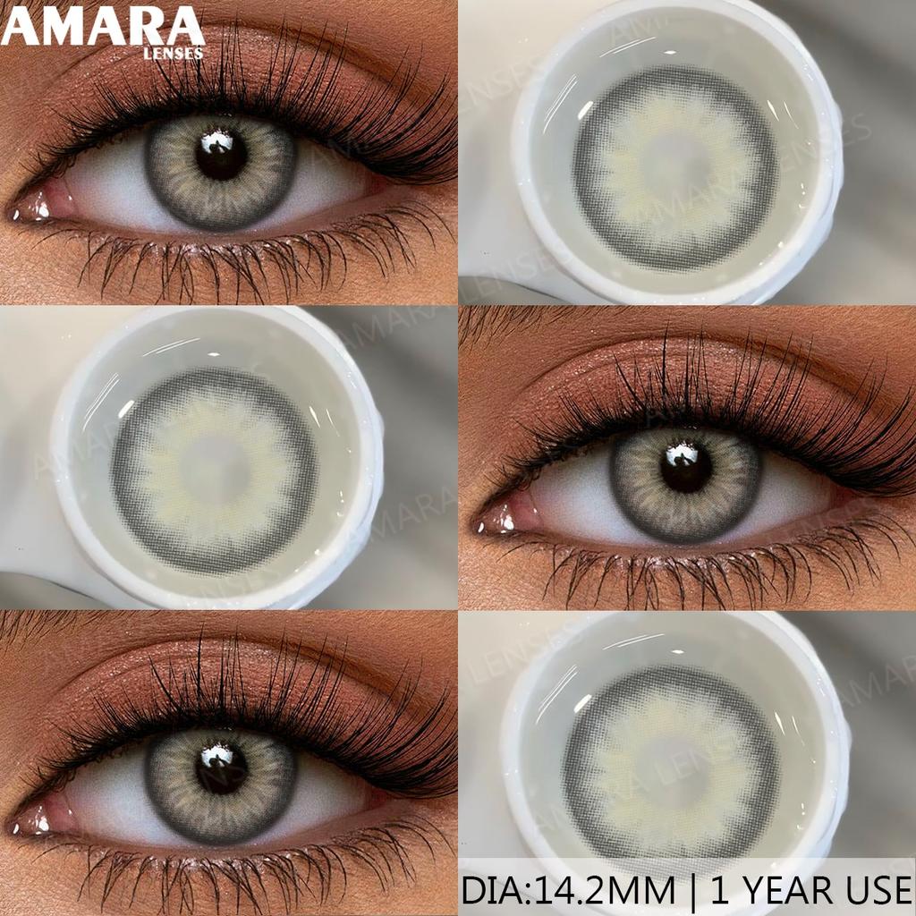 AMARA Brown Color Contacts for Eyes Makeup Eyes Lenses Gray Pupils Blue Eyes Contacts Colorful Makeup Black Lens for Party