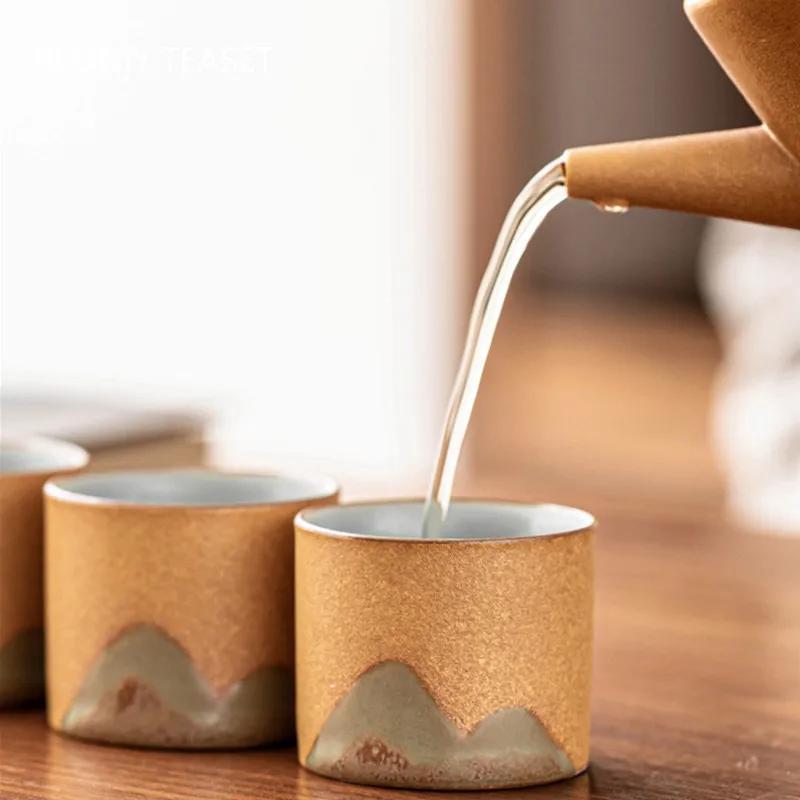 Chinese Retro Pottery Teacup Exquisite Handmade Ceramic Tea Bowl Travel Meditation Cup Pu'er Master Cup Tea Set Accessories