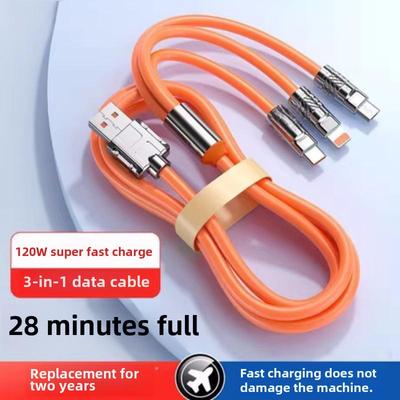 Cavo di Ricarica Super Veloce - Cavo Dati 1-a-3 da 120W in Lega di Zinco per Telefoni Cellulari