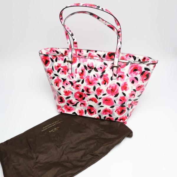 Kate Spade Floral Shoulder Tote Bag PVC Red Women Used
