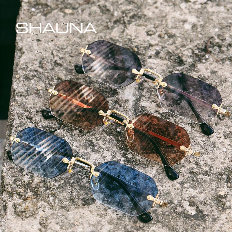 SHAUNA Occhiali da Sole Gotici Senza Montatura Retro Punk Lenti Sfumate UV400