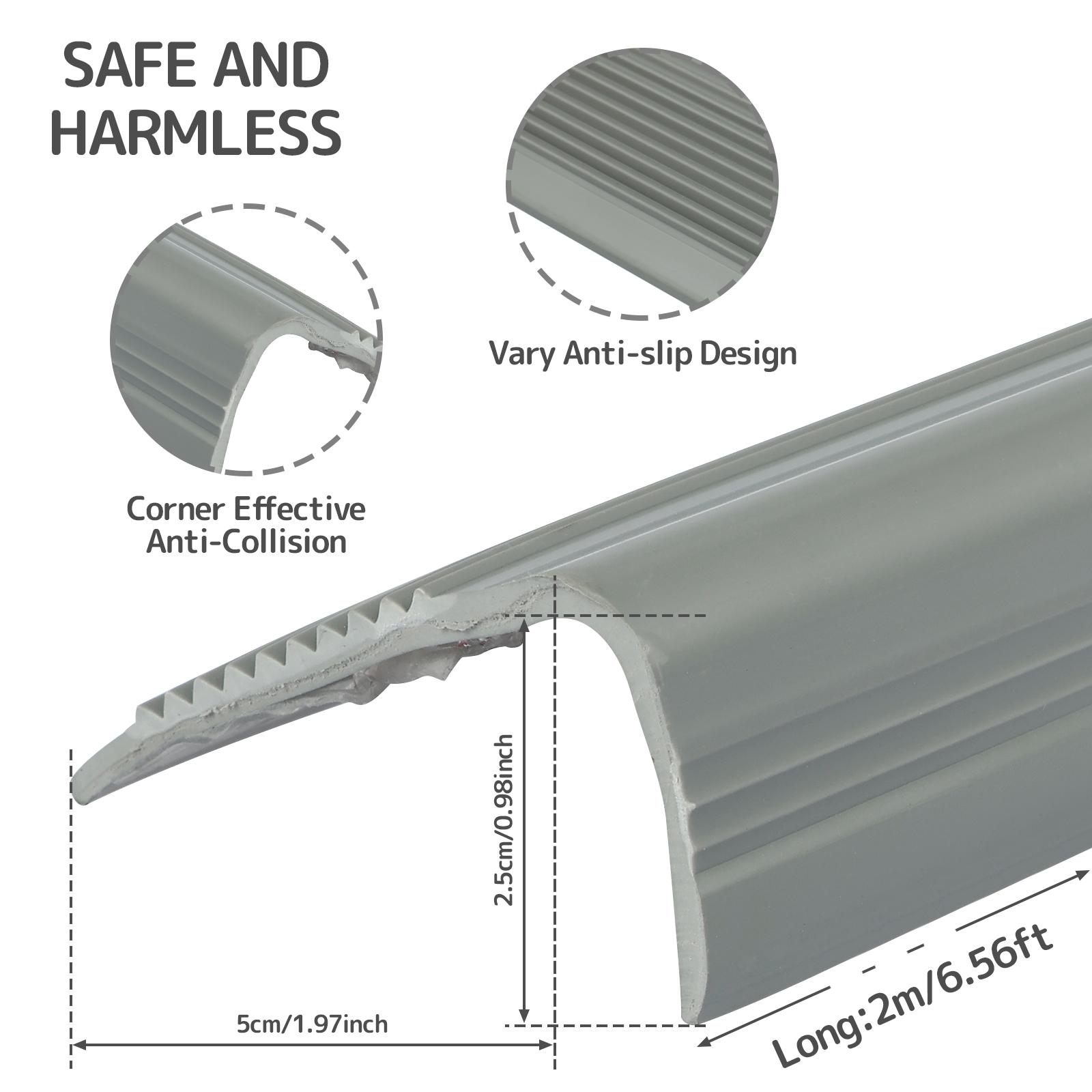 

Противоскользящая лента для кромки лестницы, самоклеящаяся L-образная декоративная полоса для кромки ступени, защитная полоса для углов мебели, защитная полоса для ступеней серый