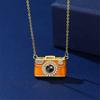 Camera Necklace With 100 Language Projection Multilingual Clavicle Chain Elegant Copper Jewelry For Cultural Enthusiasts