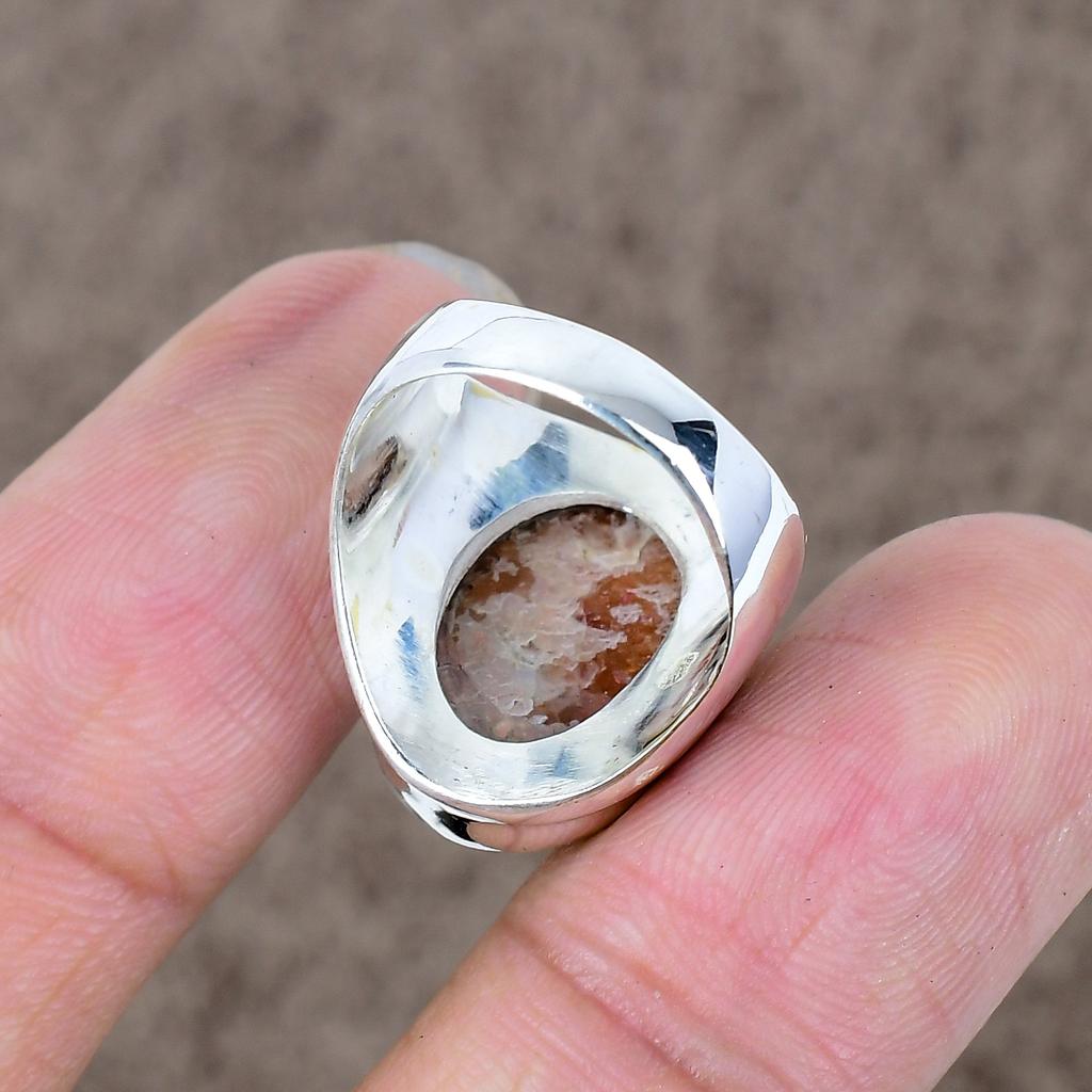 Sunstone Genstone Handmade 925 Sterling Silver Jewelry Ring Size 7 KKG-515