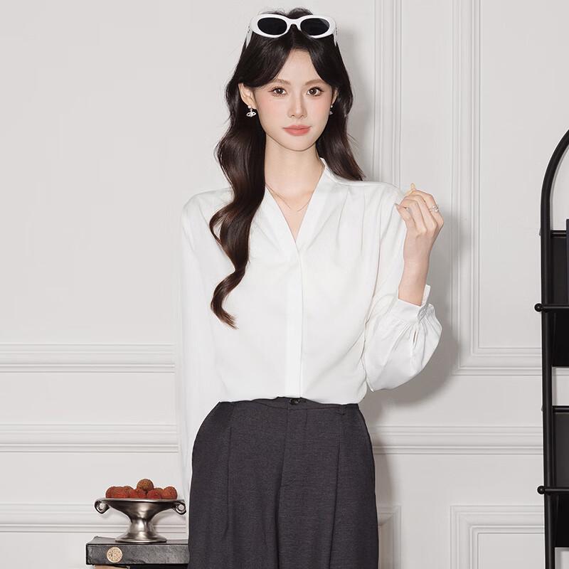 Women's V-Neck Wrinkle-Free Chiffon Blouse