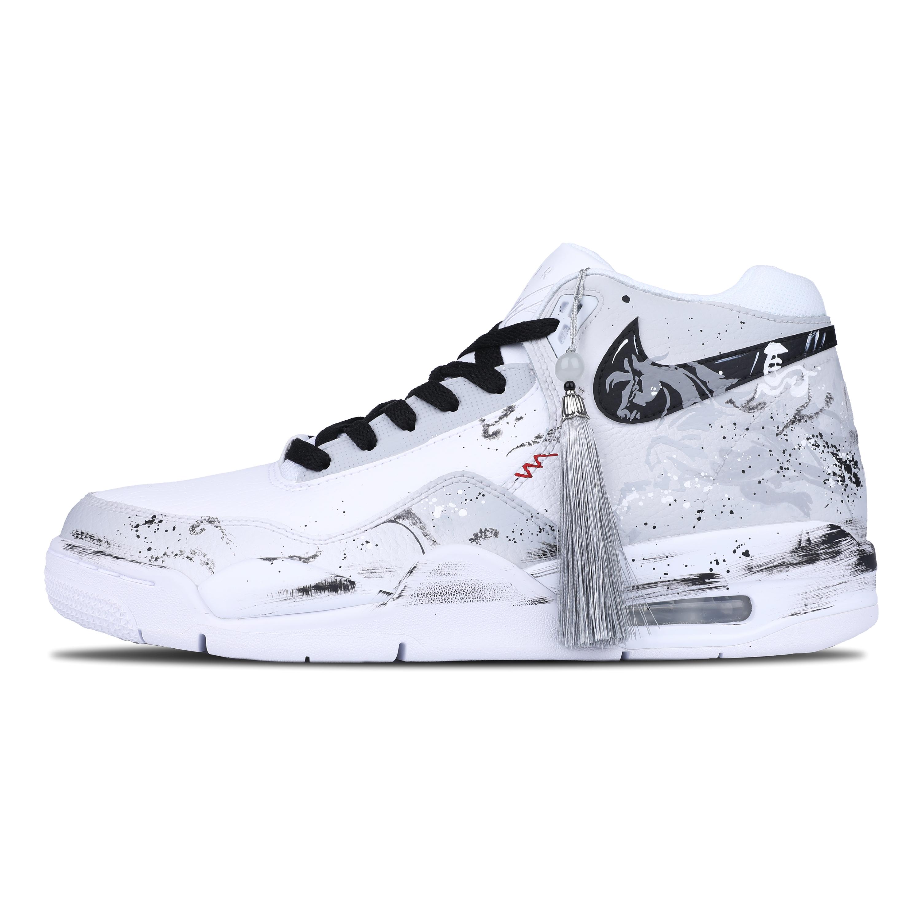 

Nike Flight Legacy Abrasion Resistant Slip Resistant Mid top Vintage Basketball Shoes Unisex Black White Gray BQ4212-101(Team611-) 42