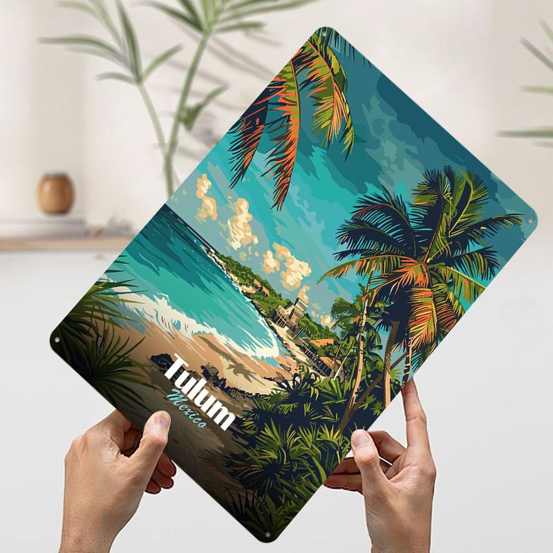 Tulum Mexico Beach Travel Metal Poster Customized Wall Art Retro Vintage Tinplate Signs for Garage Decoration Room Desk Decor