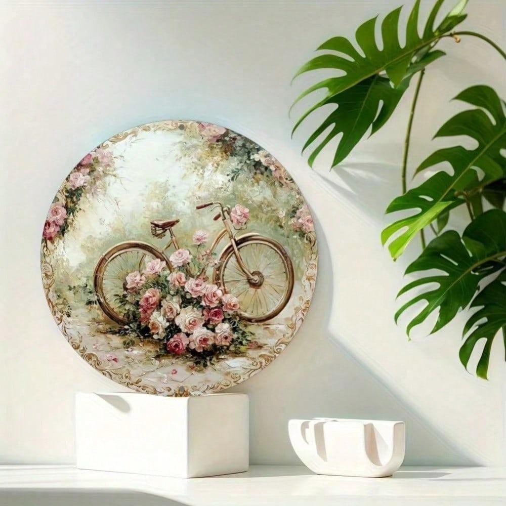 Vintage Metal Tin Sign Bicycle Flowers Retro Wall Art Home Bar Kitchen Decor