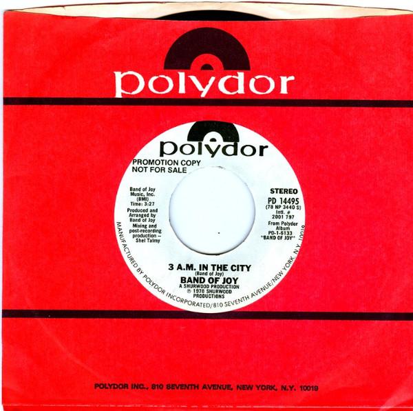 

7inch Record BAND OF JOY - 3 A.M. In The City PD14495PROMO Polydor 1978 US Rock Used