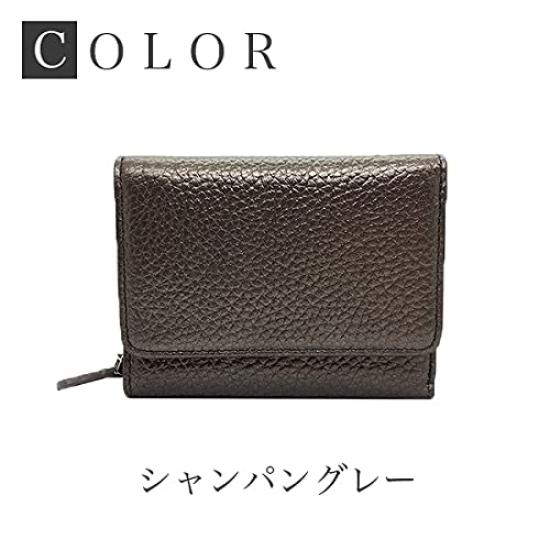 Ventura Women's BifoldTrifold Leather Mini Wallet with Genuine Leather Coin Purse, Zipper Closure, Compact, Large Capacity (Light Gray)