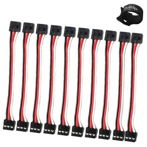 10-Piece RC Servo Extension Cord, 3-Pin Male-Male JR Plug Servo Cable for Futaba JR Receivers (10cm)