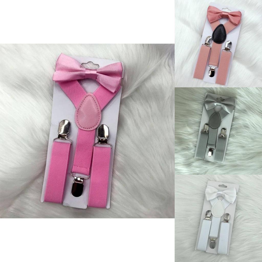 Elegante Set di Bretelle Elastiche e Papillon per Bambini e Bambine in Diversi Colori