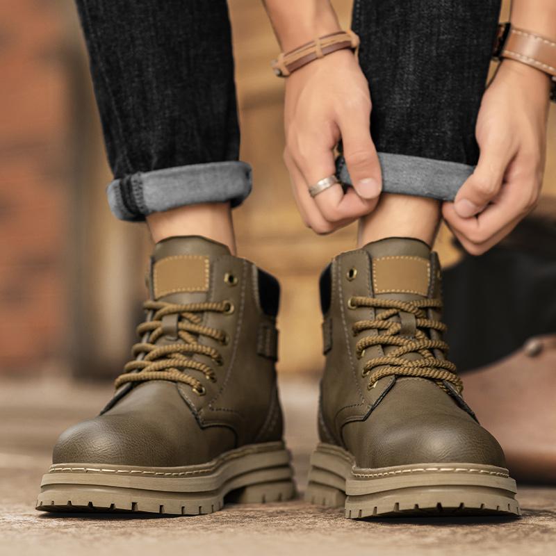 Neue Herren High-Top Wasserdichte Freizeitschuhe, Rutschfeste und Abriebfeste Arbeitsstiefel, Modische Outdoor-Arbeitsstiefel