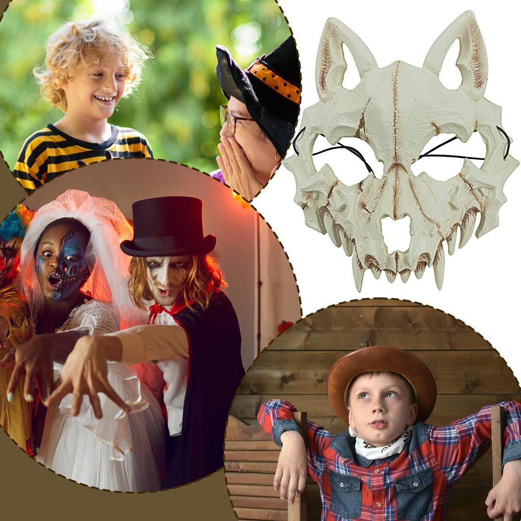 Wolf Skull Head Masque Realistic Spooky Headgear Horror Halloween Cosplay Props For Kids Adults Holiday School Festivals Haunted