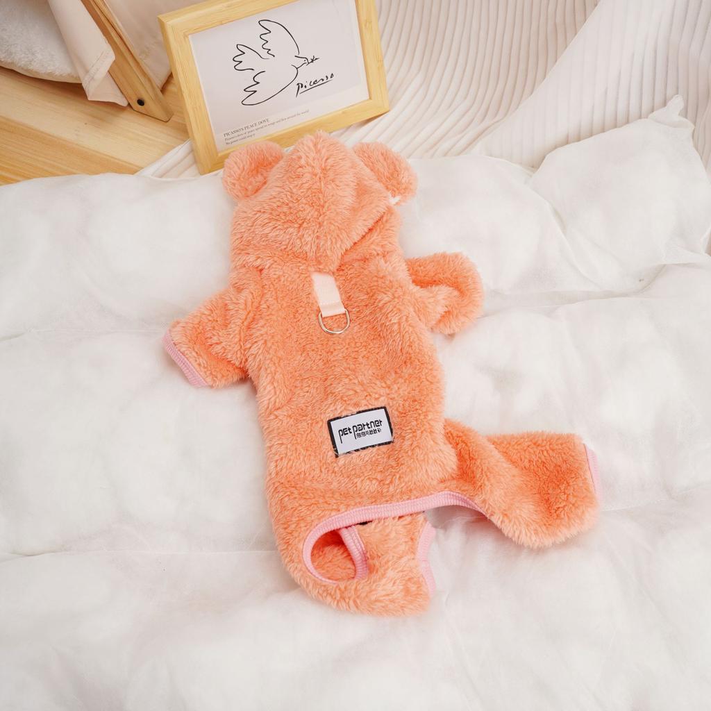Cat and Dog Clothing Pet Autumn and Winter Plush Jumpsuit Pet Four Legged Pajamas Teddy Bear Small Dog Clothing Puppy Clothes