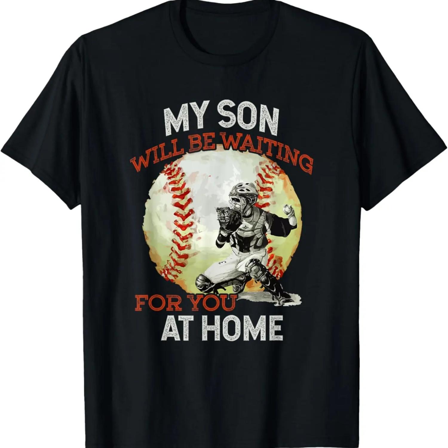 

Мой сын будет ждать вас дома Футболка с изображением бейсбольного кэтчера S чёрный